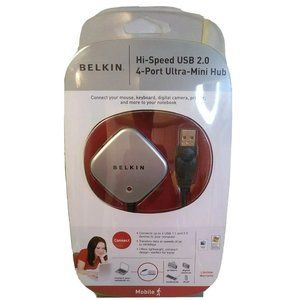 Belkin F5U407 Hi-Speed USB 2.0 4-Port Ultra-Mini Hub NEW Multi-Device Connector